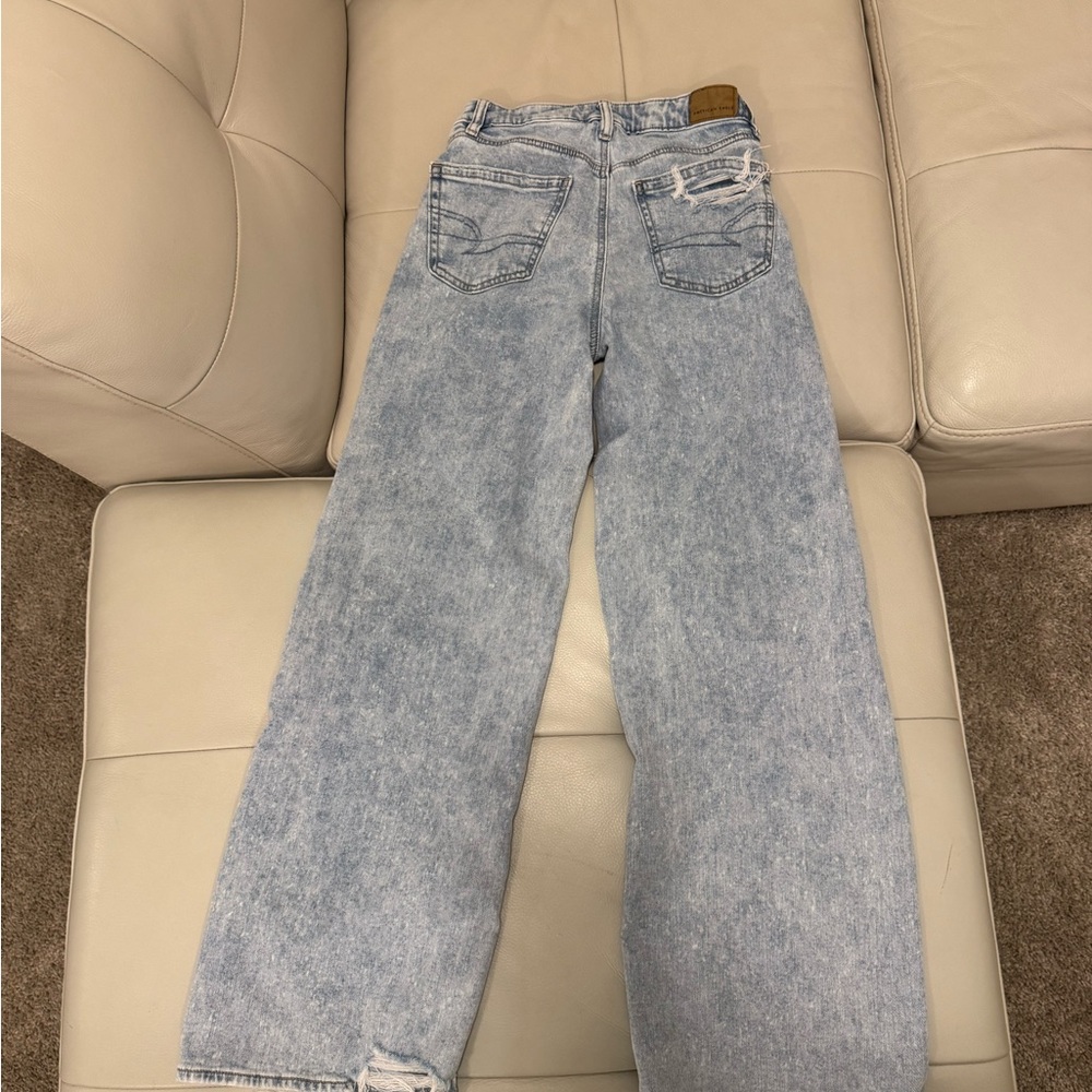 American Eagle Dreamy Drape Stretch Super High-Wasted Baggy Wide Leg Jeans - Picture 4 of 4
